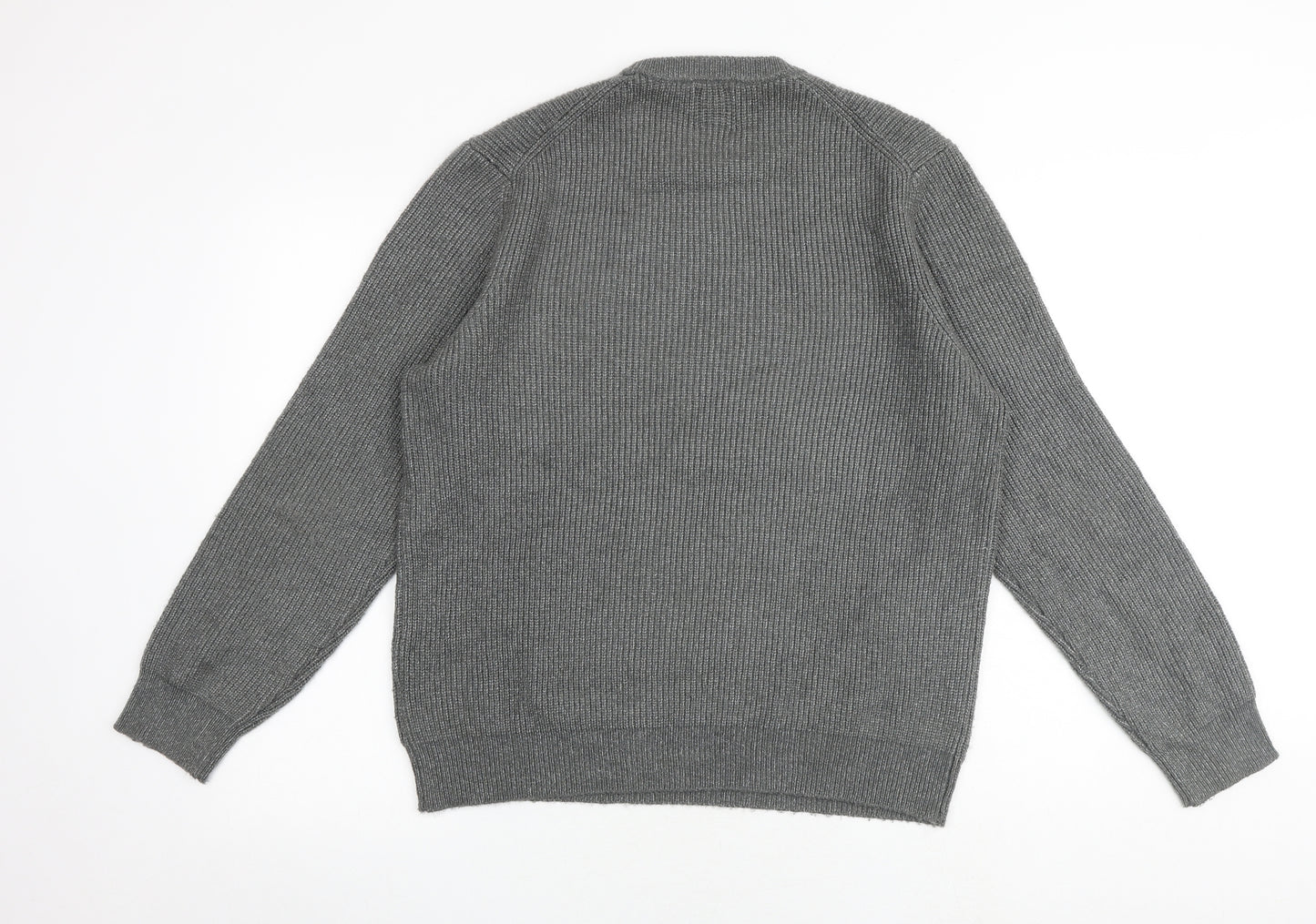 Marks and Spencer Mens Grey Crew Neck Polyamide Pullover Jumper Size L Long Sleeve