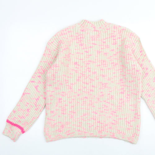 M&Co Womens Multicoloured Mock Neck Acrylic Pullover Jumper Size 10