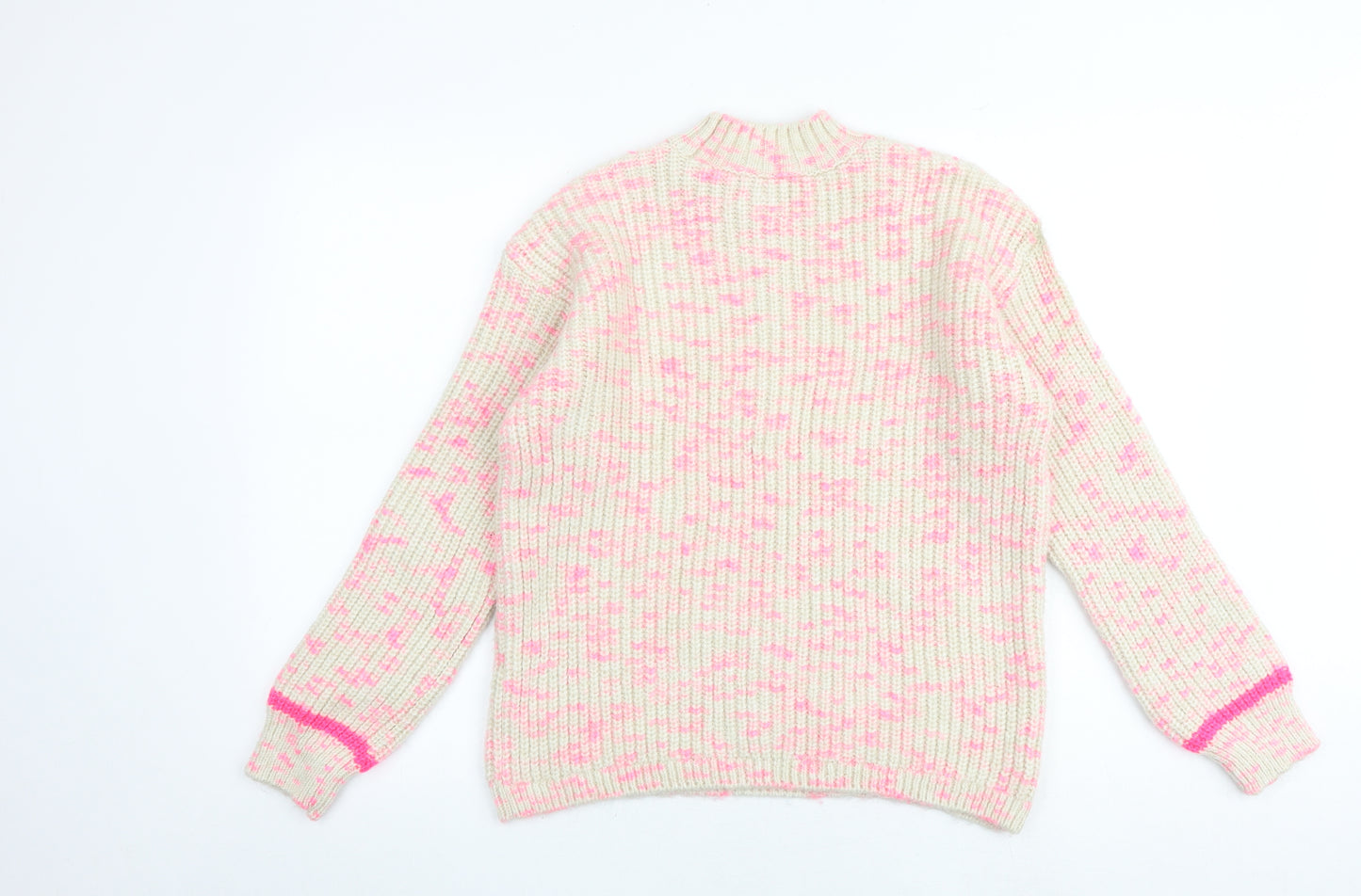 M&Co Womens Multicoloured Mock Neck Acrylic Pullover Jumper Size 10