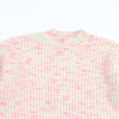 M&Co Womens Multicoloured Mock Neck Acrylic Pullover Jumper Size 10