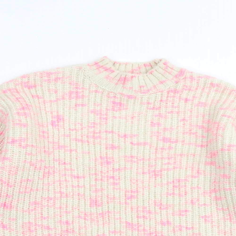 M&Co Womens Multicoloured Mock Neck Acrylic Pullover Jumper Size 10