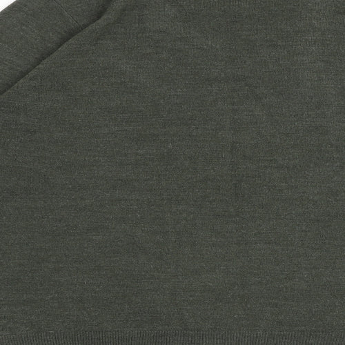 Marks and Spencer Mens Green Crew Neck Acrylic Pullover Jumper Size M Long Sleeve