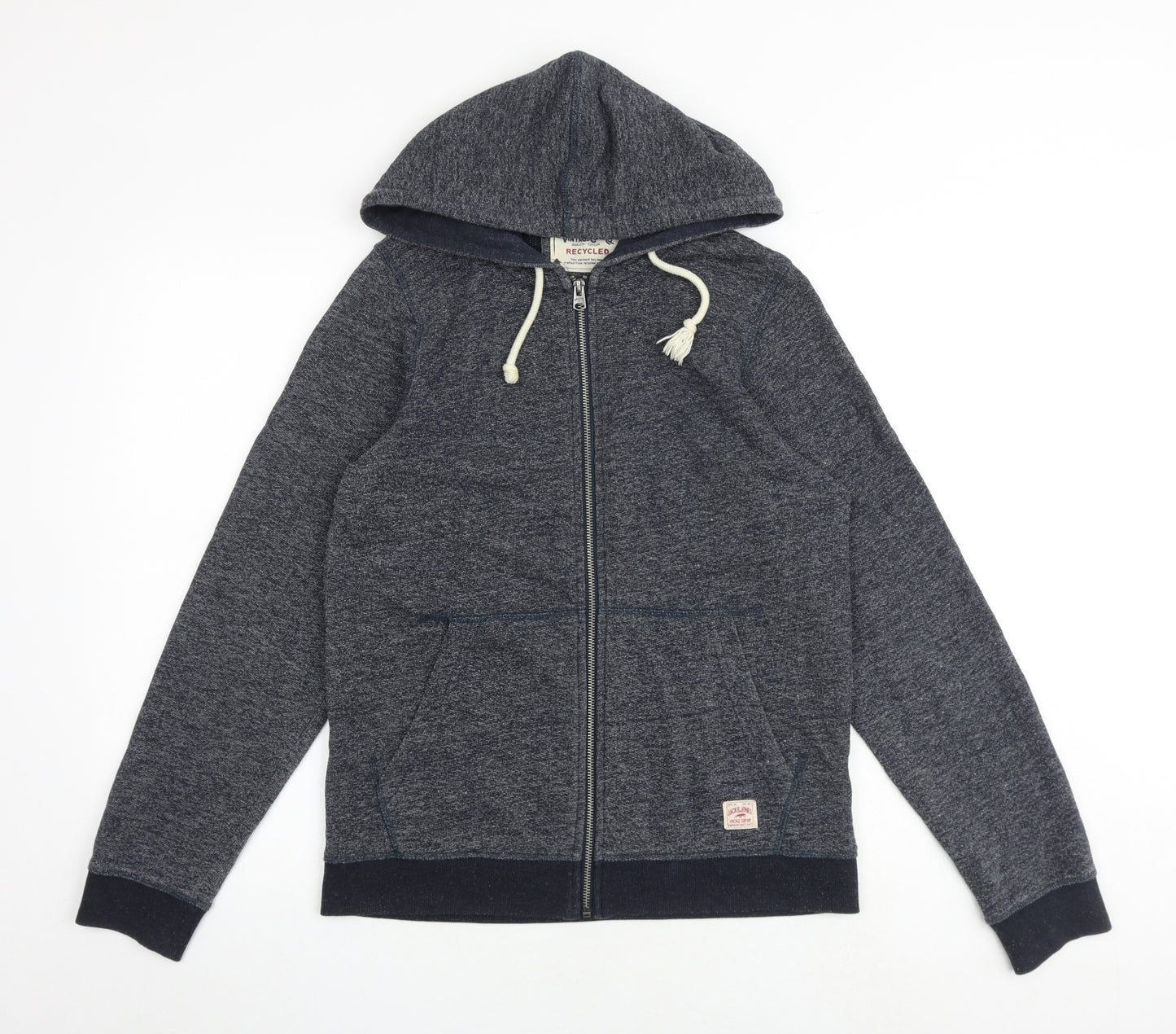 JACK & JONES Mens Blue Cotton Full Zip Hoodie Size S