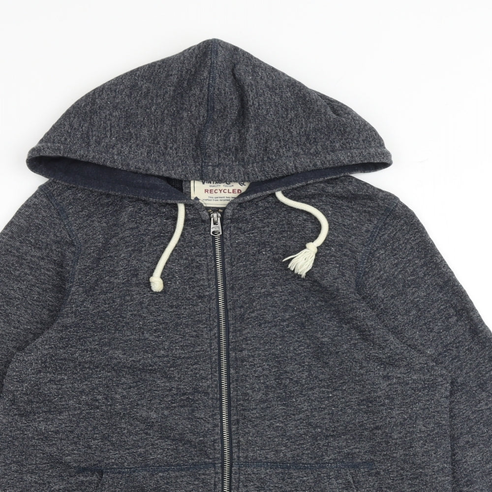 JACK & JONES Mens Blue Cotton Full Zip Hoodie Size S