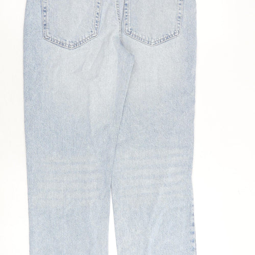 H&M Womens Blue Cotton Straight Jeans Size 8 Regular Zip