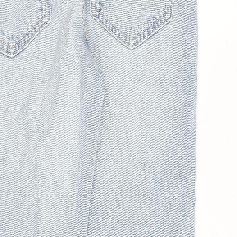 H&M Womens Blue Cotton Straight Jeans Size 8 Regular Zip