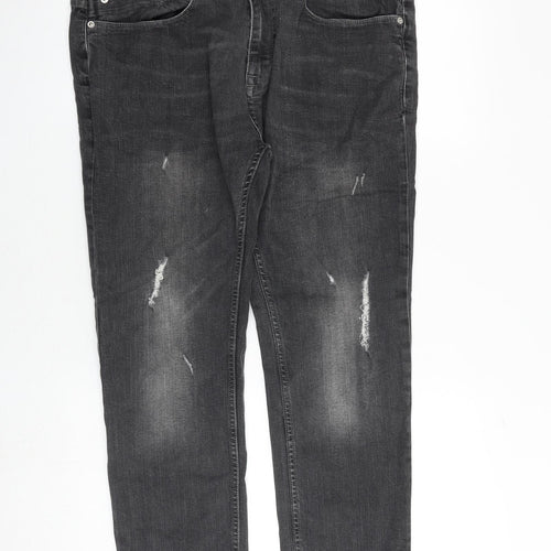 Burton Mens Grey Cotton Tapered Jeans Size 30 in Regular Zip - Short Leg