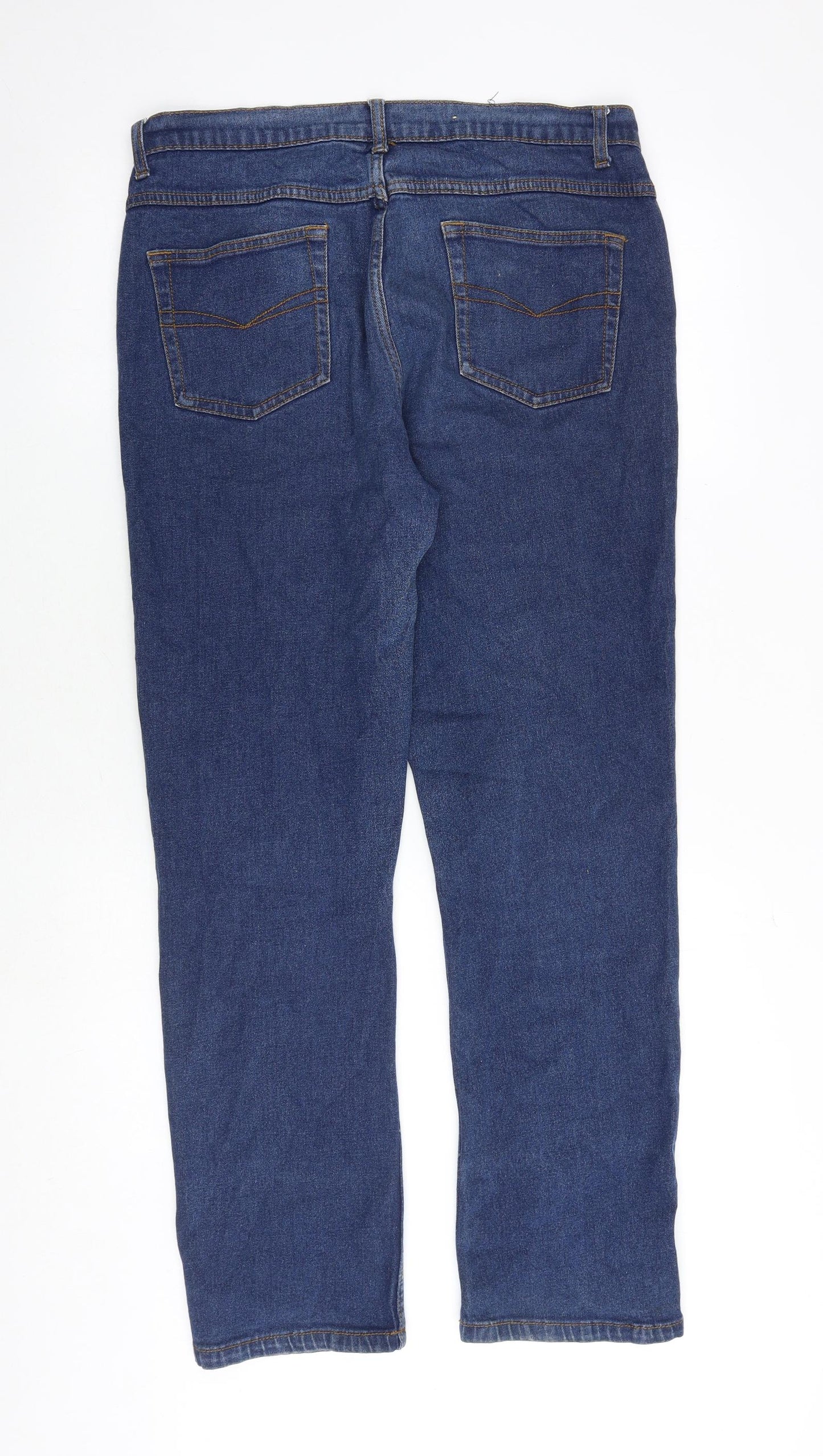 Cotton Traders Womens Blue Cotton Straight Jeans Size 16 Regular Zip
