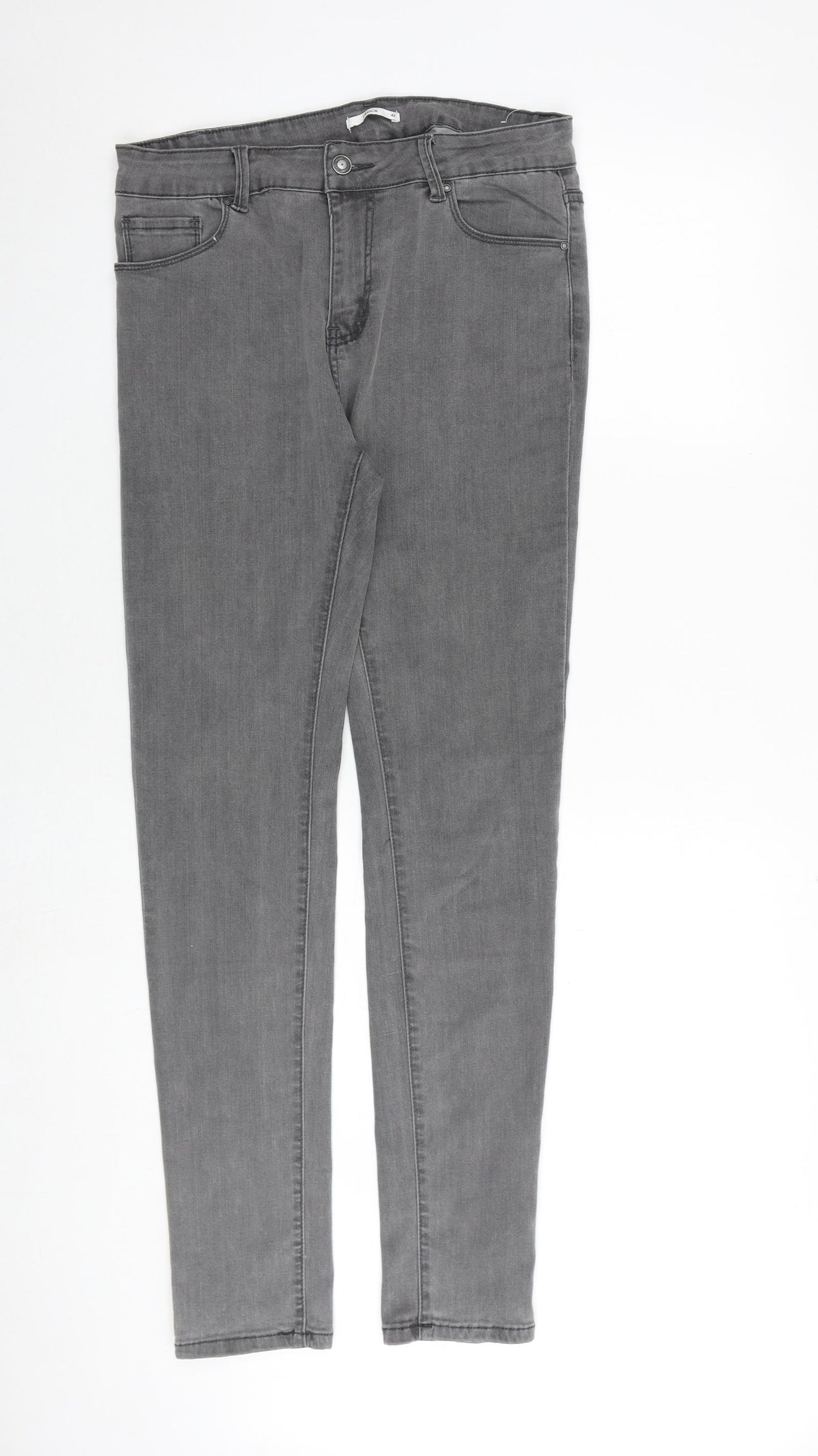 Laulia Womens Grey Cotton Skinny Jeans Size 14 Regular Zip