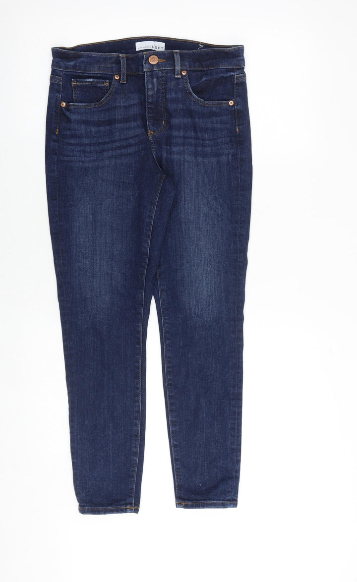LOFT Womens Blue Cotton Skinny Jeans Size 6 Regular Zip