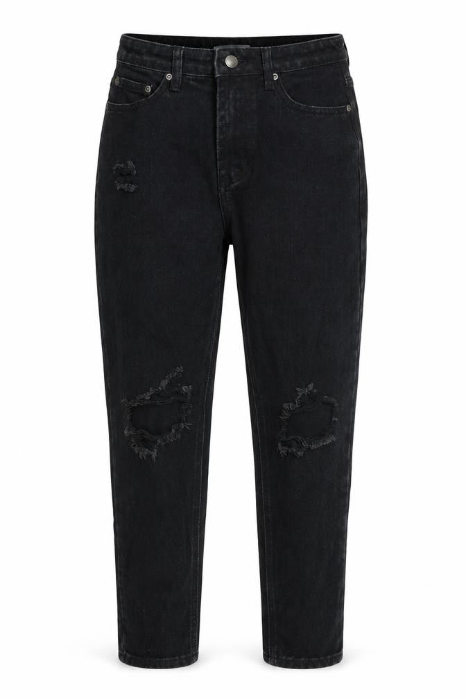In the Style Womens Black Cotton Mom Jeans Size 8 Regular Zip