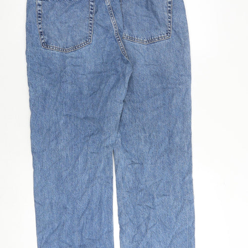 Marks and Spencer Womens Blue Cotton Straight Jeans Size 12 Regular Zip