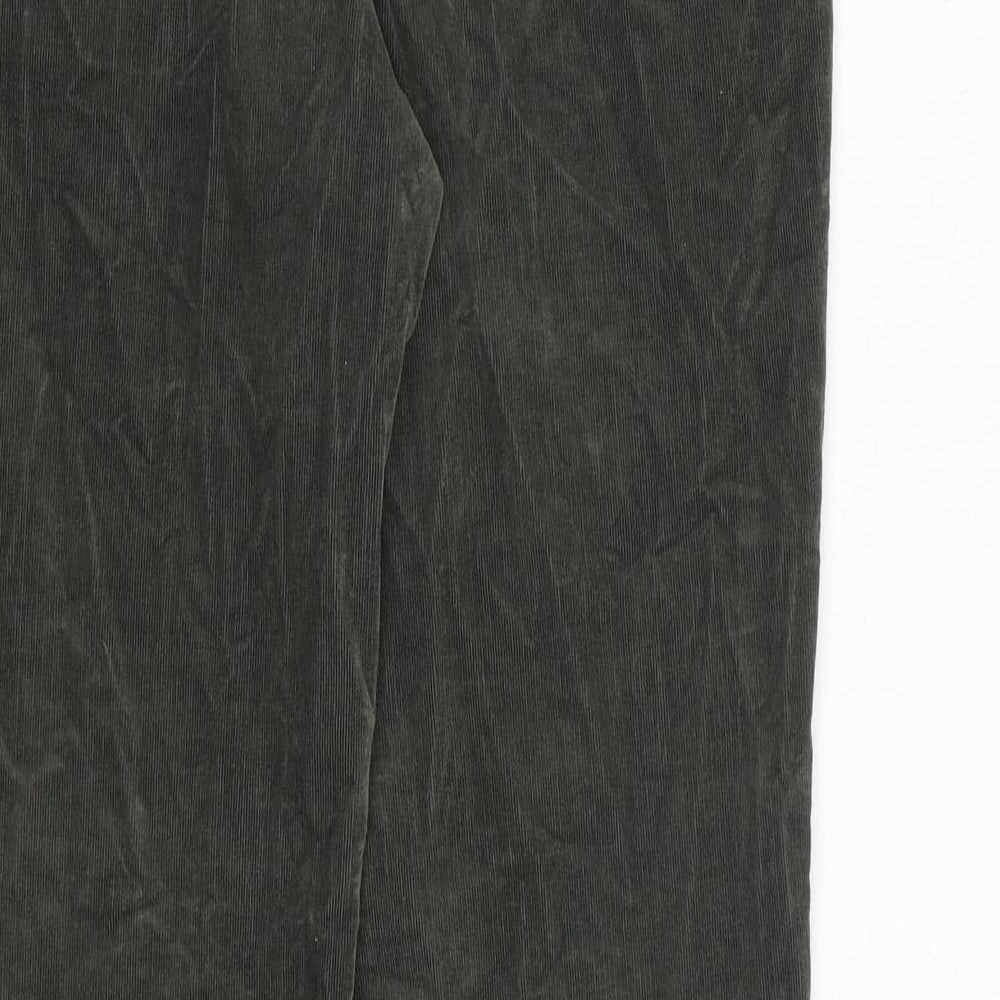 Per Una Womens Green Cotton Trousers Size 10 Regular Zip