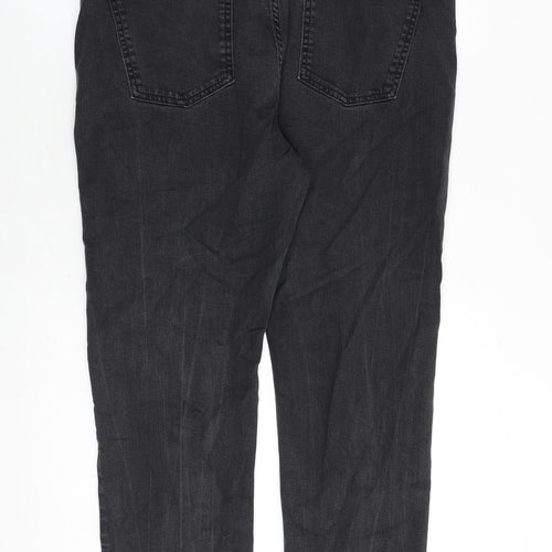 Marks and Spencer Womens Grey Cotton Straight Jeans Size 18 Regular Zip