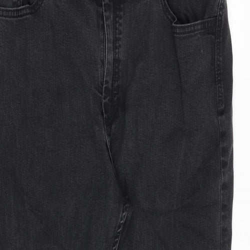 Marks and Spencer Womens Grey Cotton Straight Jeans Size 18 Regular Zip