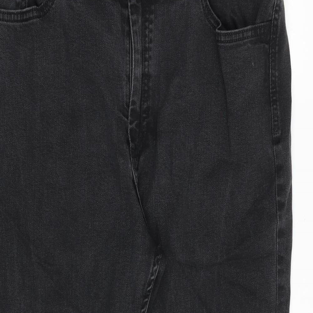 Marks and Spencer Womens Grey Cotton Straight Jeans Size 18 Regular Zip