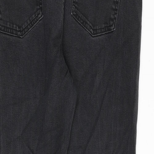 Marks and Spencer Womens Grey Cotton Straight Jeans Size 18 Regular Zip