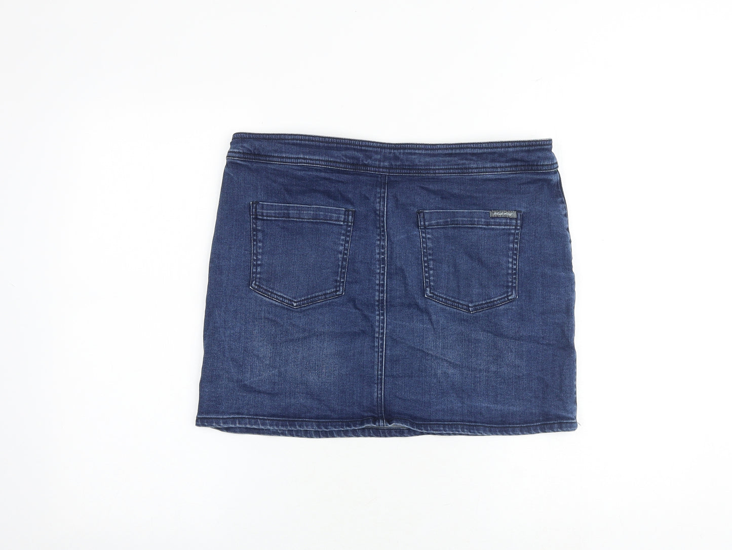 White Stuff Womens Blue Cotton A-Line Skirt Size 12 Zip