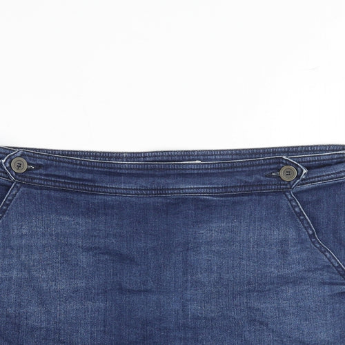 White Stuff Womens Blue Cotton A-Line Skirt Size 12 Zip