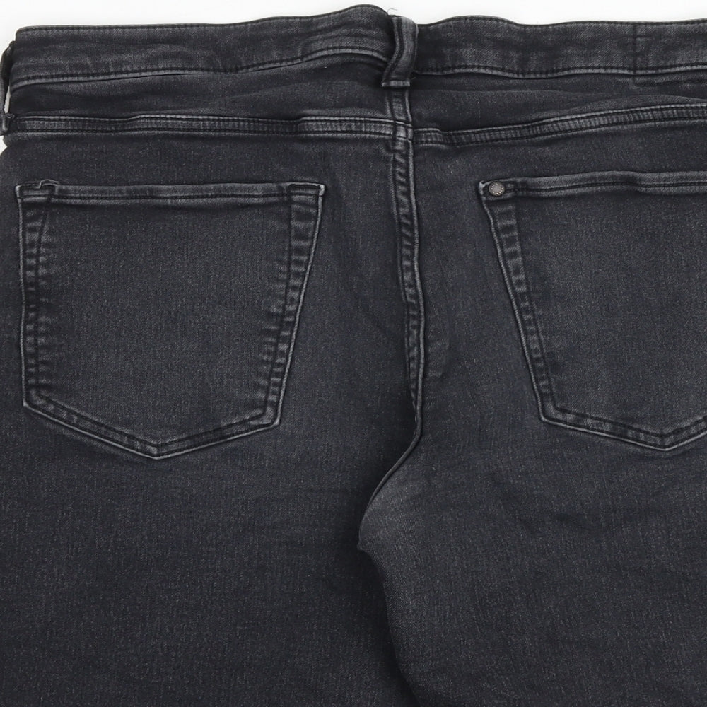 H&M Mens Grey Cotton Chino Shorts Size 36 in Regular Button