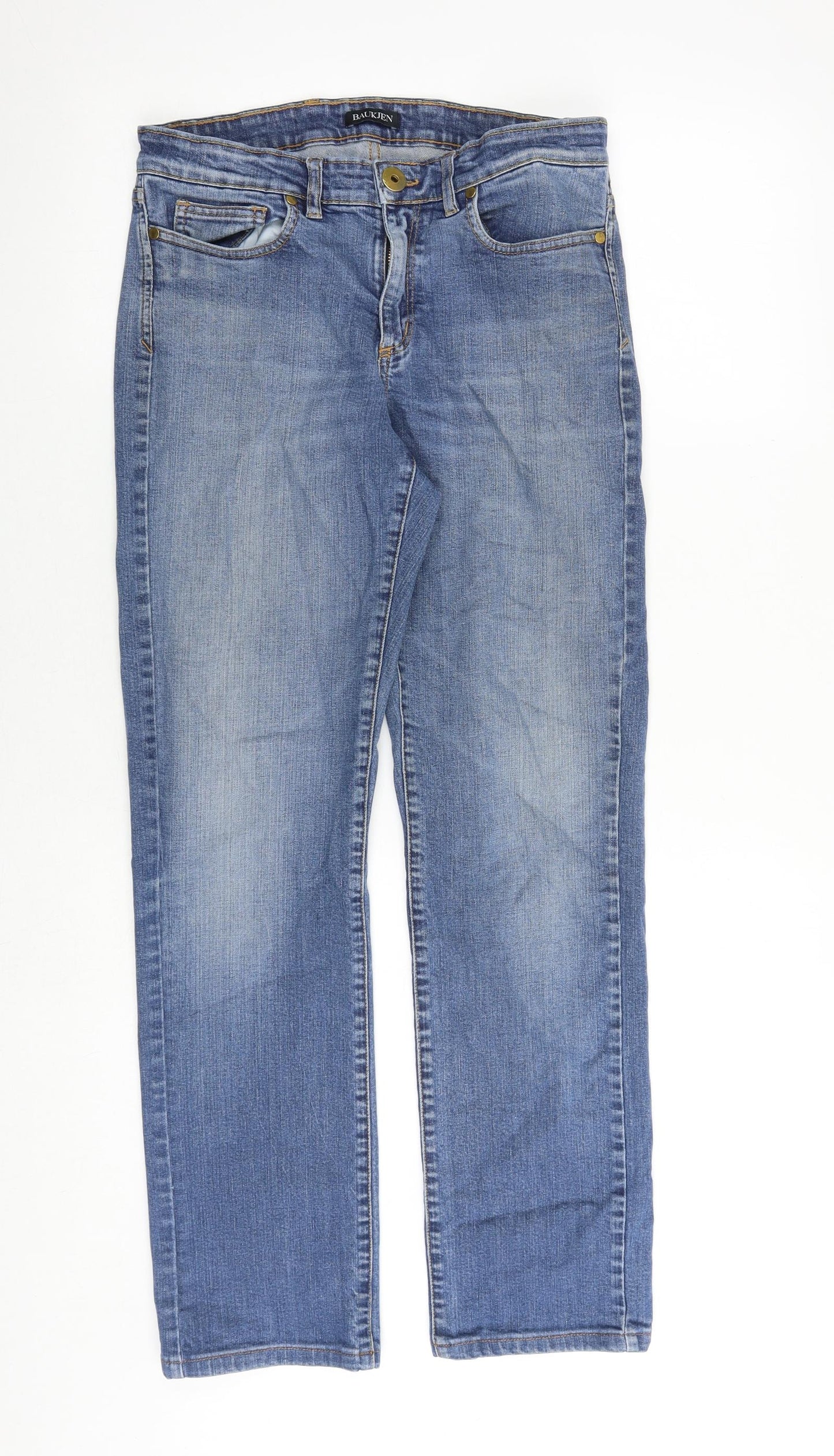 Baukjen Womens Blue Cotton Straight Jeans Size 27 in Regular Zip