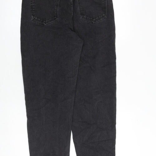 PRETTYLITTLETHING Womens Black Cotton Mom Jeans Size 8 Regular Zip
