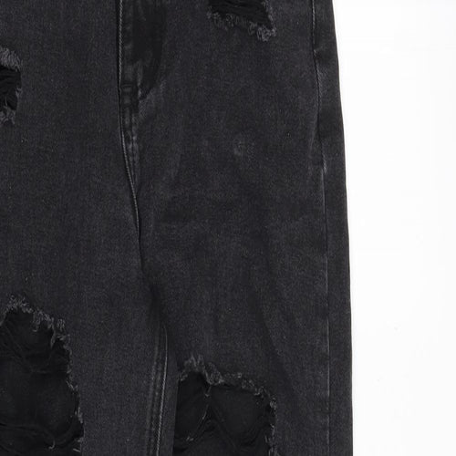 PRETTYLITTLETHING Womens Black Cotton Mom Jeans Size 8 Regular Zip