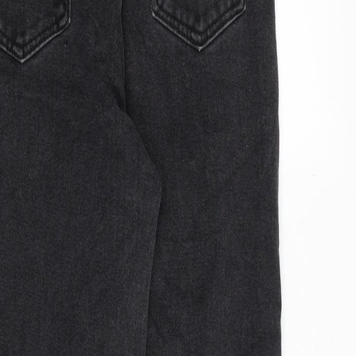 PRETTYLITTLETHING Womens Black Cotton Mom Jeans Size 8 Regular Zip