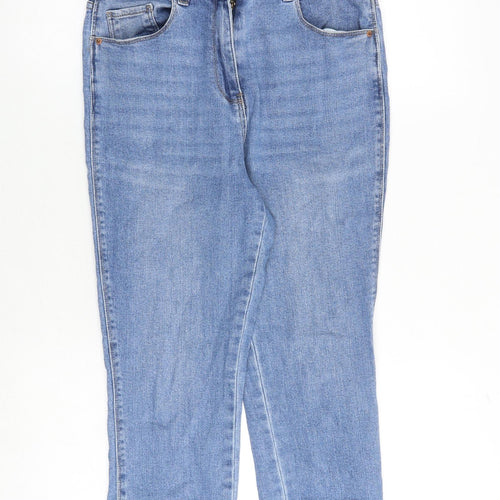 NEXT Womens Blue Cotton Skinny Jeans Size 10 Slim Zip - Cropped