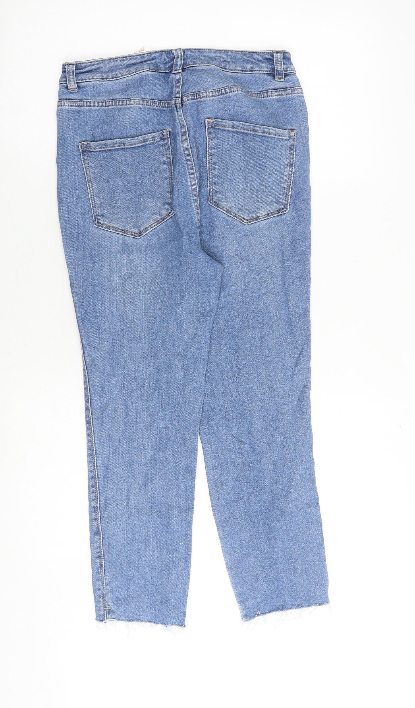 NEXT Womens Blue Cotton Skinny Jeans Size 10 Slim Zip - Cropped