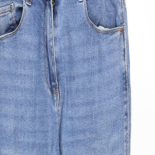 NEXT Womens Blue Cotton Skinny Jeans Size 10 Slim Zip - Cropped