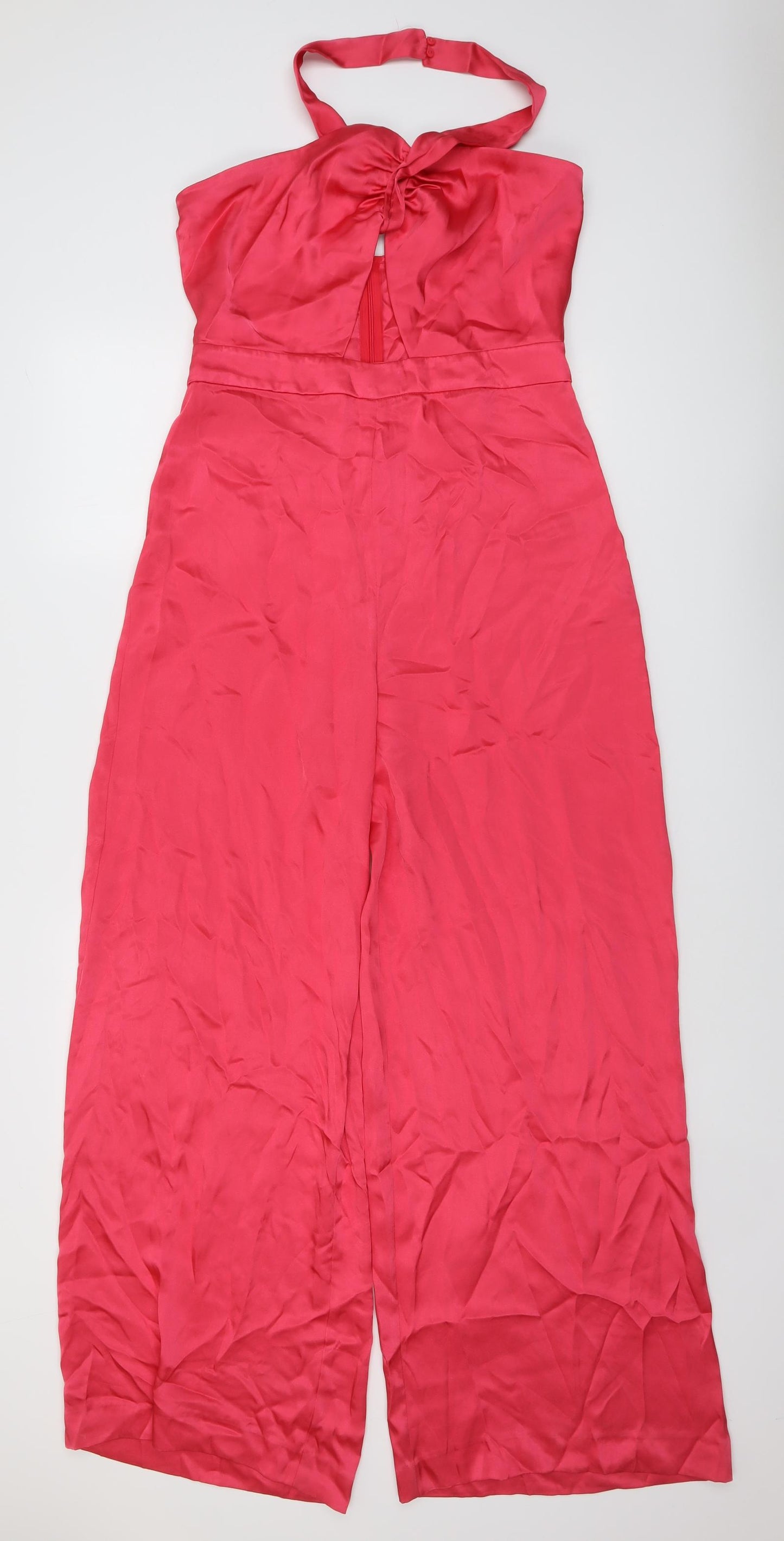Zara Womens Pink Polyester Jumpsuit One-Piece Size L Zip