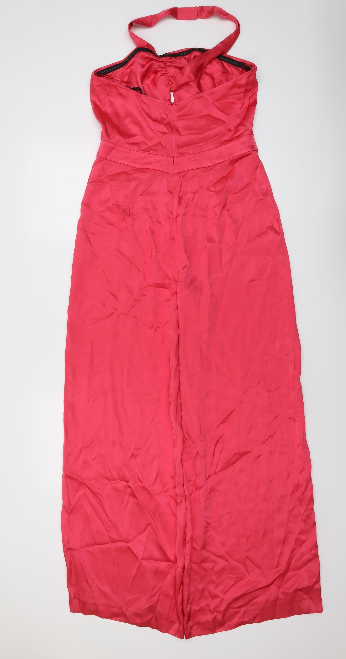 Zara Womens Pink Polyester Jumpsuit One-Piece Size L Zip