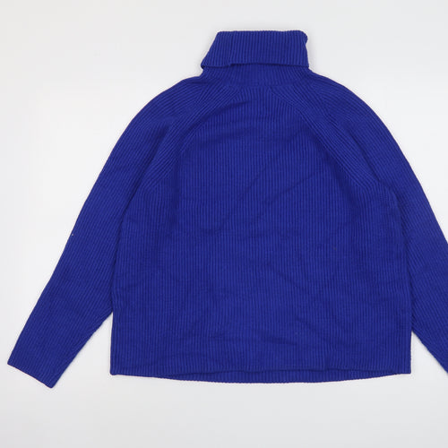 Marks and Spencer Womens Blue Roll Neck Viscose Pullover Jumper Size M
