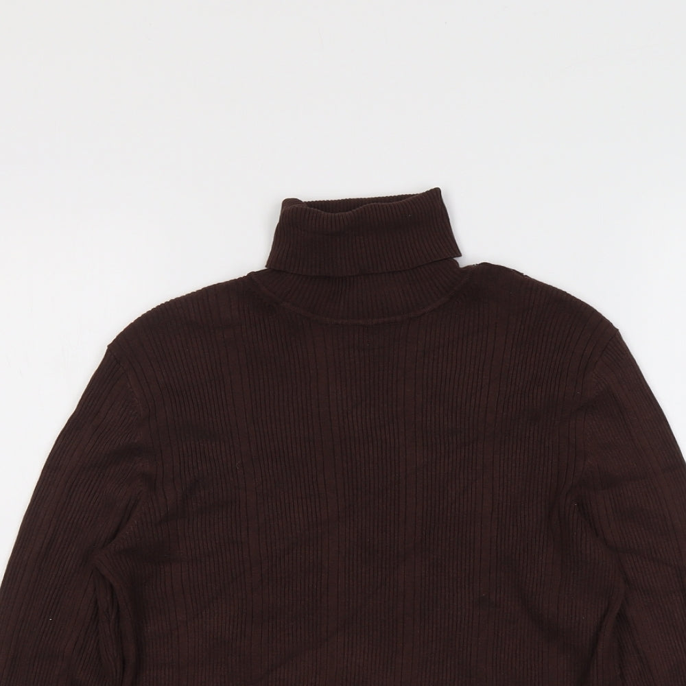 Marks and Spencer Womens Brown Roll Neck Acrylic Pullover Jumper Size 12