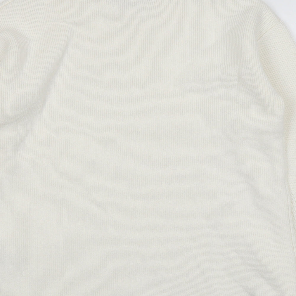 Marks and Spencer Womens Ivory High Neck Cotton Pullover Jumper Size S