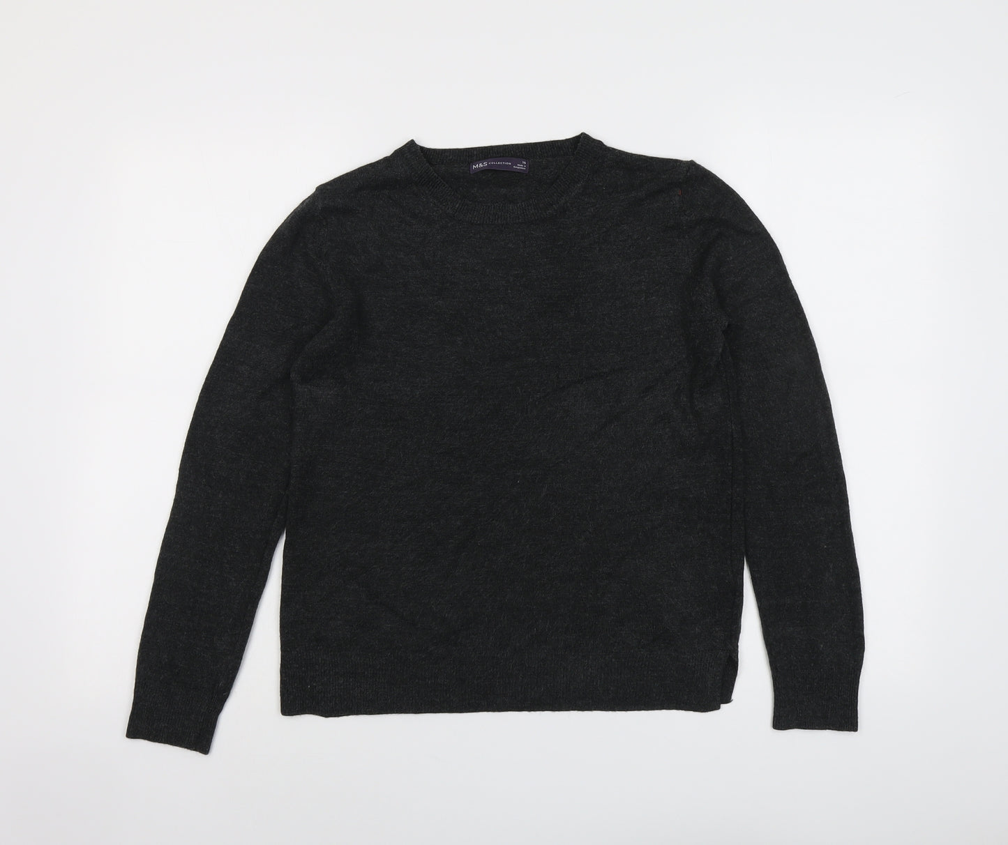 Marks and Spencer Womens Grey Round Neck Acrylic Pullover Jumper Size 10