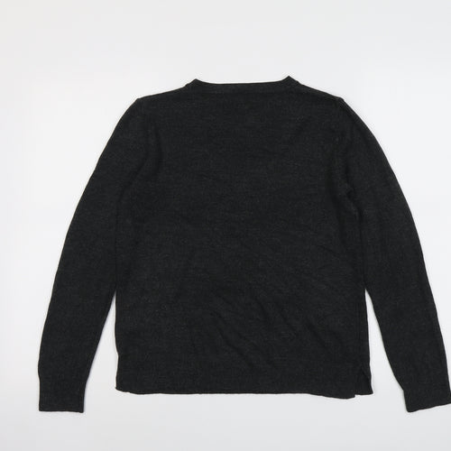 Marks and Spencer Womens Grey Round Neck Acrylic Pullover Jumper Size 10