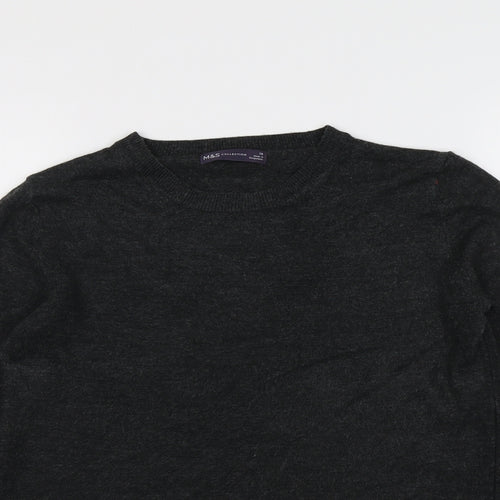 Marks and Spencer Womens Grey Round Neck Acrylic Pullover Jumper Size 10