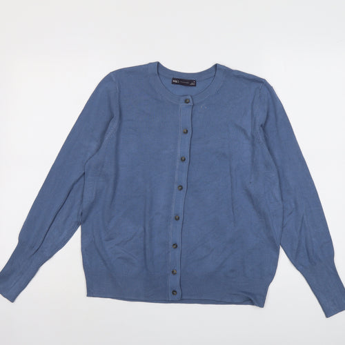 Marks and Spencer Womens Blue Round Neck Viscose Cardigan Jumper Size 14