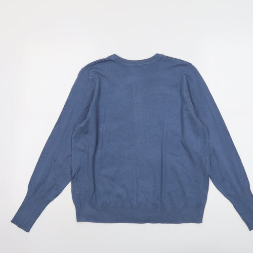 Marks and Spencer Womens Blue Round Neck Viscose Cardigan Jumper Size 14