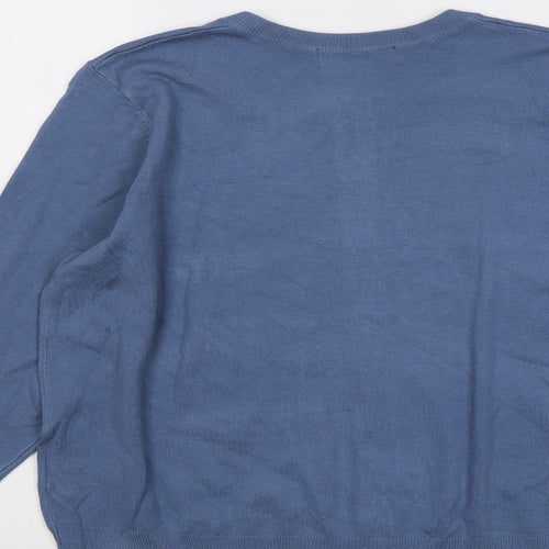 Marks and Spencer Womens Blue Round Neck Viscose Cardigan Jumper Size 14
