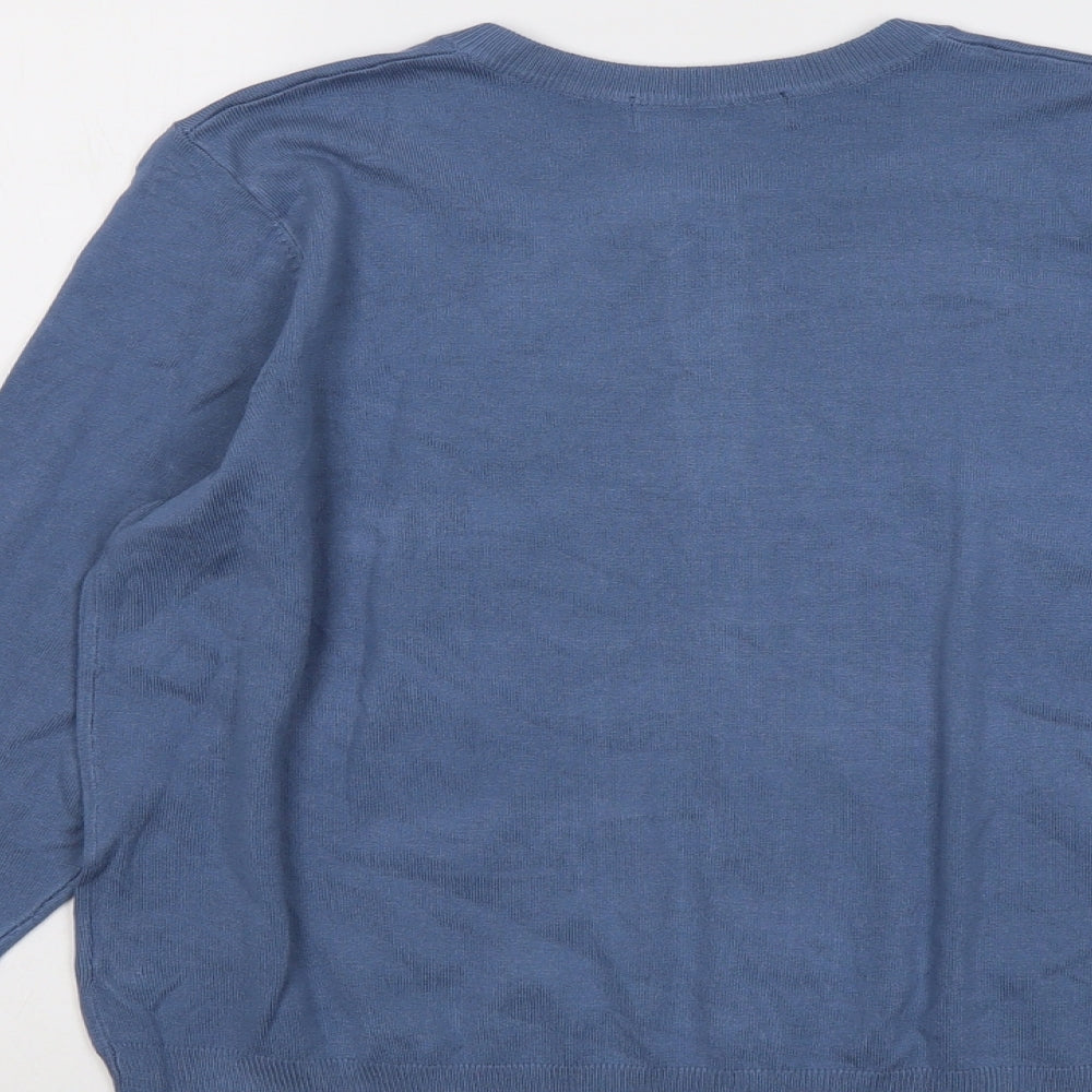 Marks and Spencer Womens Blue Round Neck Viscose Cardigan Jumper Size 14