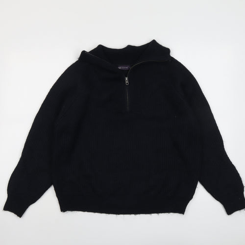 Marks and Spencer Womens Blue Collared Acrylic Henley Jumper Size L