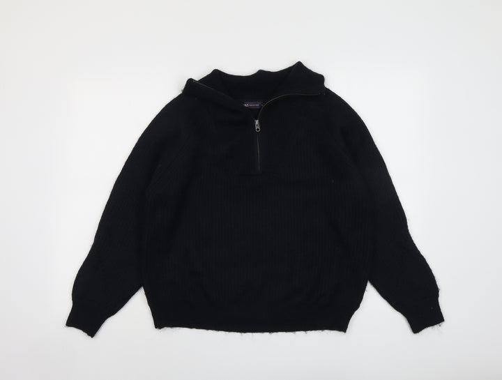 Marks and Spencer Womens Blue Collared Acrylic Henley Jumper Size L