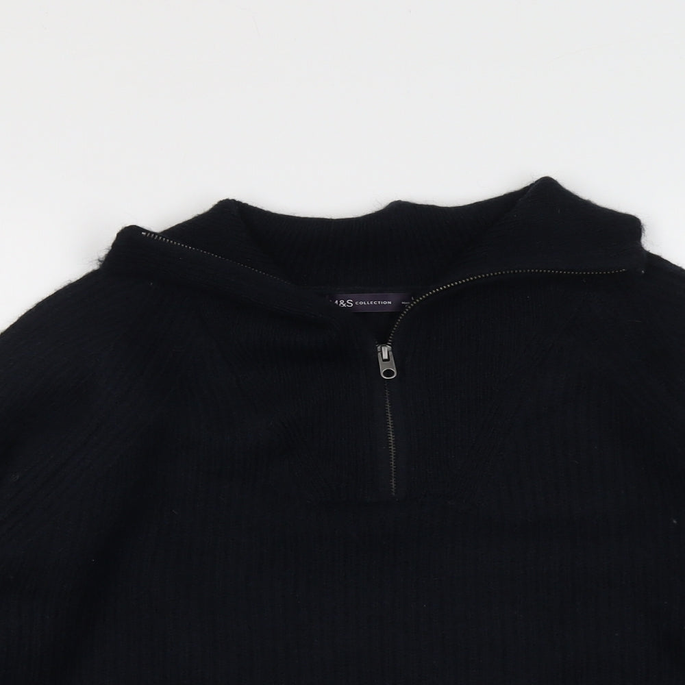 Marks and Spencer Womens Blue Collared Acrylic Henley Jumper Size L