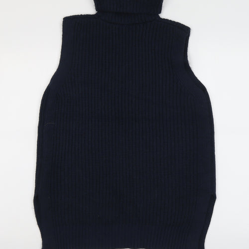 Marks and Spencer Womens Blue Roll Neck Polyester Vest Jumper Size M