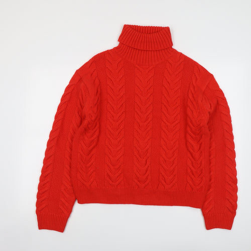 Marks and Spencer Womens Red Roll Neck Acrylic Pullover Jumper Size M