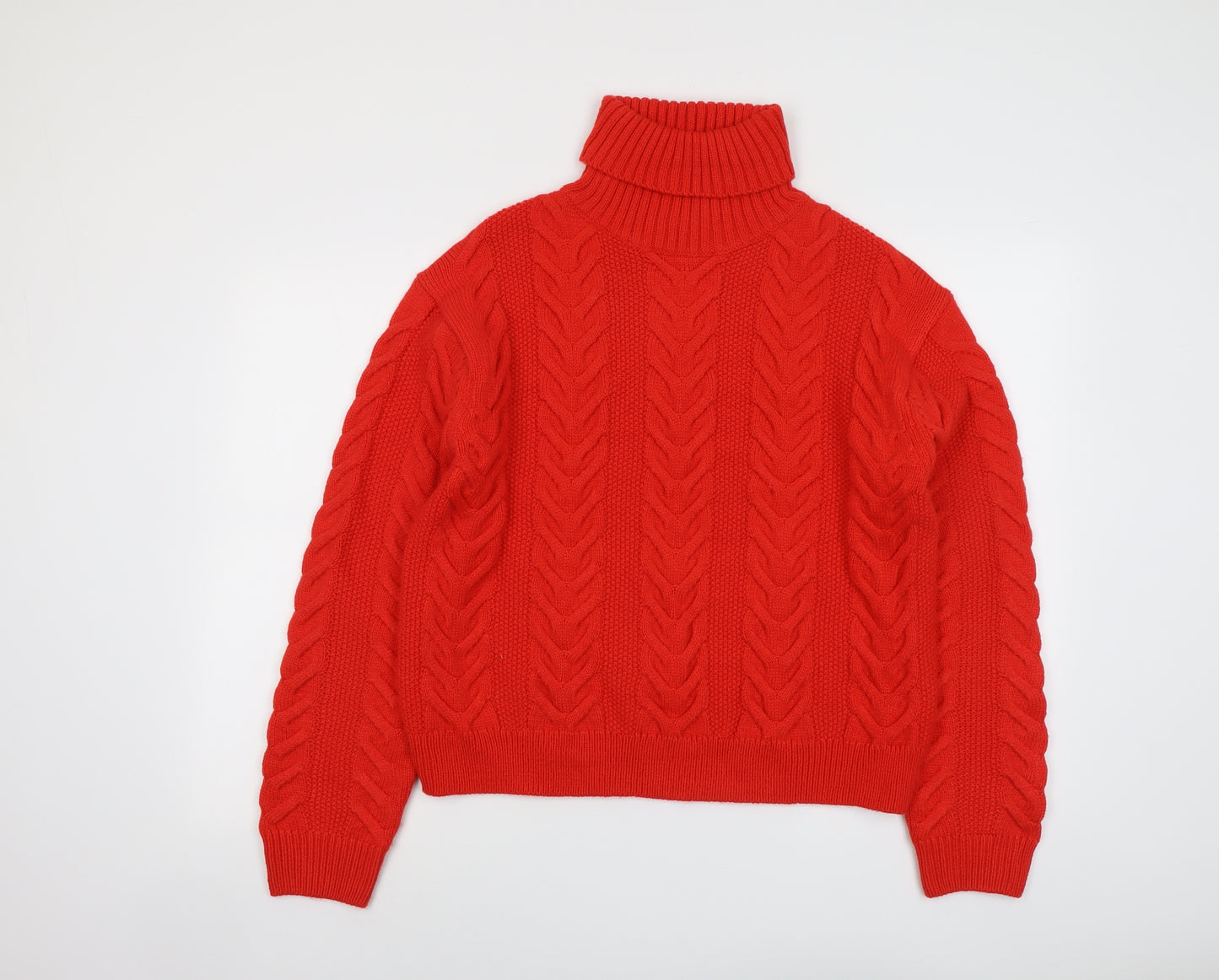 Marks and Spencer Womens Red Roll Neck Acrylic Pullover Jumper Size M
