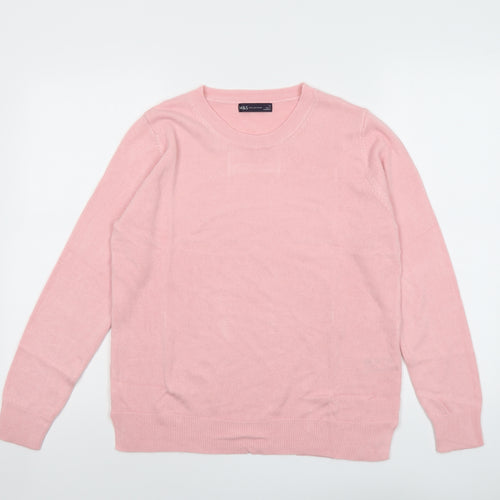 Marks and Spencer Womens Pink Round Neck Acrylic Pullover Jumper Size 14